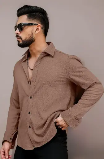 Men's Regular Fit Poly Popcorn Casual Shirt